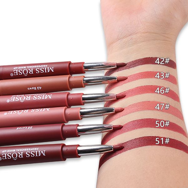 DHL / UPS freeshipping Miss Rose Double Headed Lipliner Waterproof Stick Pencil Long Lasting Pigment Levre rossetto trucco fabbrica all'ingrosso.