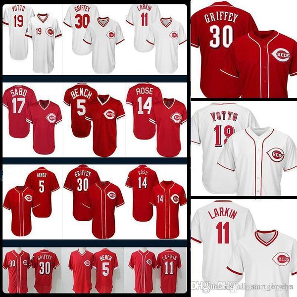 

Cincinnati Baseball Jersey Reds 5 Johnny Bench 11 Barry Larkin 19 Joey Votto 14 Pete Rose 17 Chris Sabo 30 Ken Griffey Jr Jerseys 2019