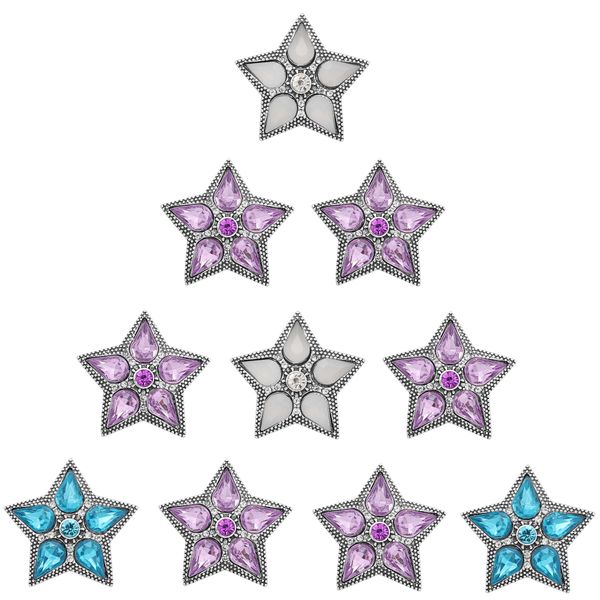 

5pcs/lot new snap jewelry charm star rhinestone snap buttons fit 18mm bracelets necklace women alloy button diy jewelry, Golden;silver