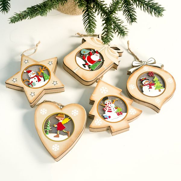 

wooden painted lights sign pendantÂ christmas tree hanging ornament supplies children creative new year festival gift