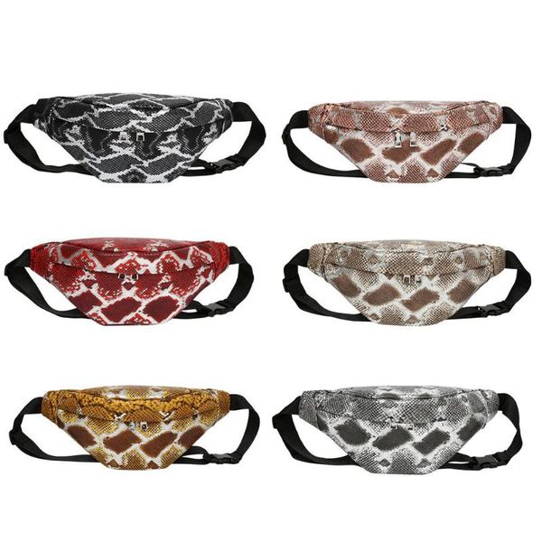 

snake print women chest pack pu leather waist pouch shoulder messenger bag