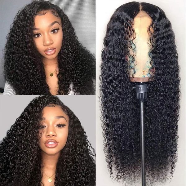 

unprocessed brazilian virgin hair curly wigs 360 lace wig 100% human hair pre plucked natural hairline with baby hair wig for black women, Black;brown