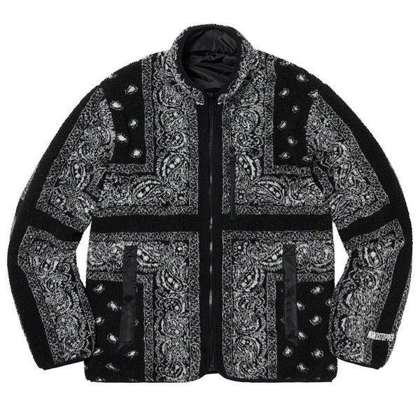 

19fw box логотип реверсивная бандана флисовая куртка двусторонняя одежда пальто уличная верхняя одежда зимние теплые хлопчатобумажные куртки, Black;brown