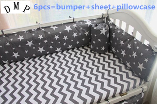 

6/7pcs black star baby bedding kit de berço crib bedding set quilt cover bumpers baby sheet,120*60/120*70cm