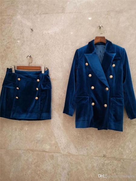 

дизайнер женщины из двух частей платье синий замша blazer короткие юбки sexy ladies 2pcs наборы моды женской одежды, White
