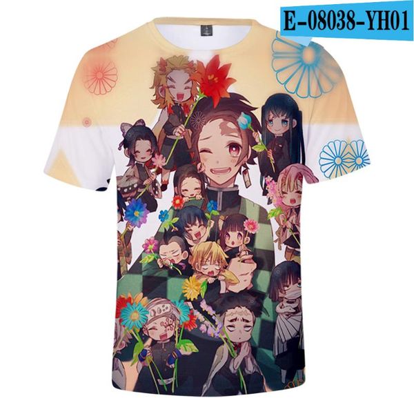 

demon slayer shirt 3d prnt summer men/women tshirt round neck short sleeve 4xl, White;black