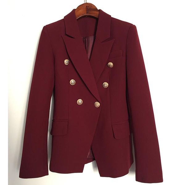 

высокий street новая мода 2018 дизайнер blazer куртка женская metal lion пуговицы двойной брестед blazer остевой вино красное, White;black