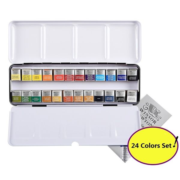 

winsor&newton 12/24 colors original professional senior painter artist solid watercolor pigment made in france
