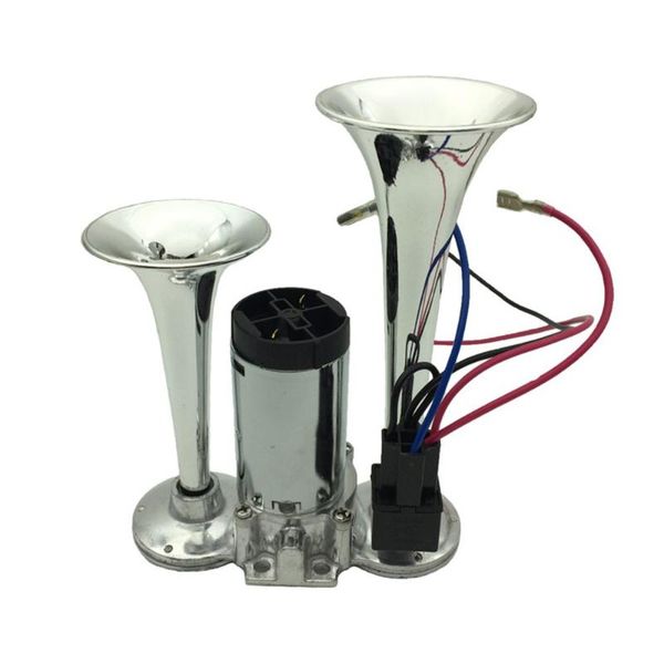 

new 24v one-piece motorcycle speaker super loud car air horn set dual trumpet vehicle horn kit with compressor pump