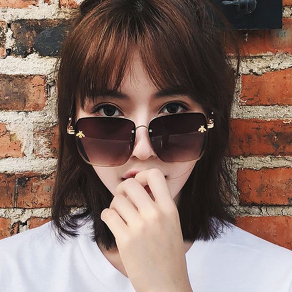 

vintage square sunglasses women 2019 brand small bee sunglasses big frame eyewear vintage women uv400, White;black