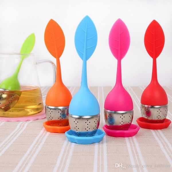 

перевозка груз падения 8 цвет сладкого лист силиконовой чай infuser многоразового сито падение tray новизна чай шарик herbal специи фильтр ч