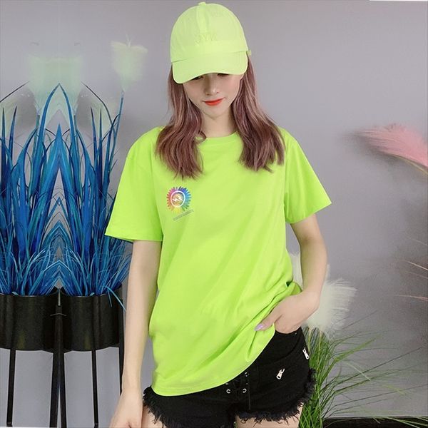 

с короткими рукавами футболки женщин 2020 рыхлый случайные сплошной цвет половину рукав верхней одежды с коротким рукавом футболка женщин 20, White