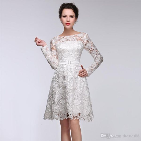 

modern knee length mother dresses crew neckline long sleeves lace appliques zipper back with sash mother of bride formal evening gowns, Black;red