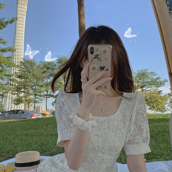 

2020 new chiffon gentle style french first love dress summer lace fairy dress children super fairy sweet tide, Red