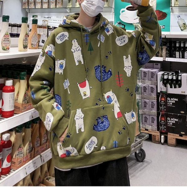 

мужские пуловеры толстовка с капюшоном хип-хоп кофты мужской негабаритные топ printed сгущает с капюшоном swetshirts мужчины осень harajuku, Black