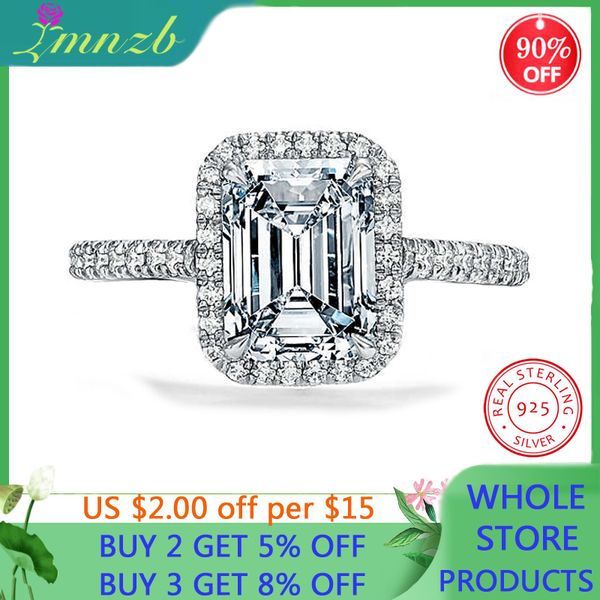 

lmnzb fine jewelry 925 sterling silver rings for women 7*10mm white cz diamant couple wedding ring engagement ring lr352, Golden;silver