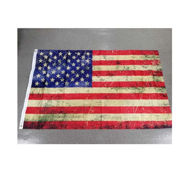 

100% polyester 90*150cm 3x5 fts old shabby american flag wholesale factory price