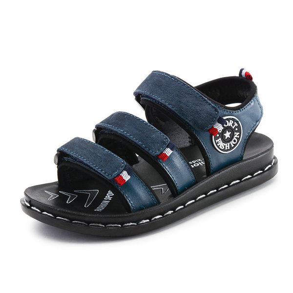 

2020 summer children boys fashion sports diverse leather beach shoes comfortable soft breathable anti-slip kids sandals y200623, Black;red