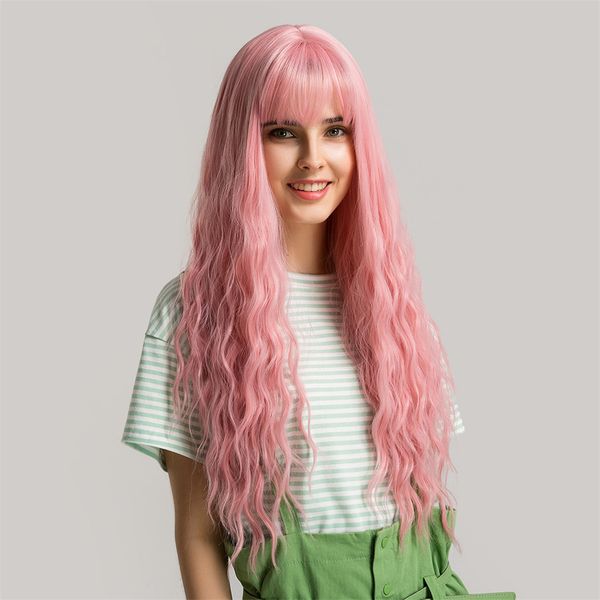 

24'' women long curly wigs heat resistant cosplay costume wig, Black