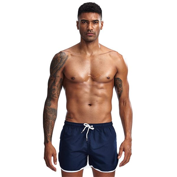 

2019 summer men's beach swimming shorts drawstring quick dry bathing short with pocket running workout sport shorts