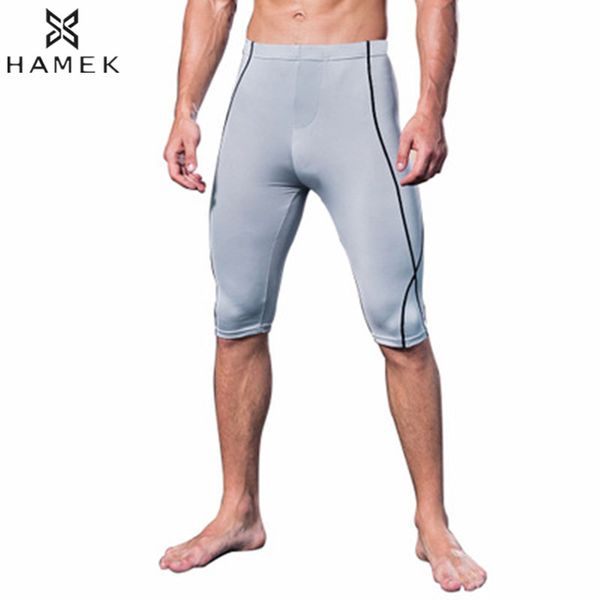 

men knee length compression running leggings high elastic basketball football tights fast dry breathable fitness woukout trouser, Black;blue