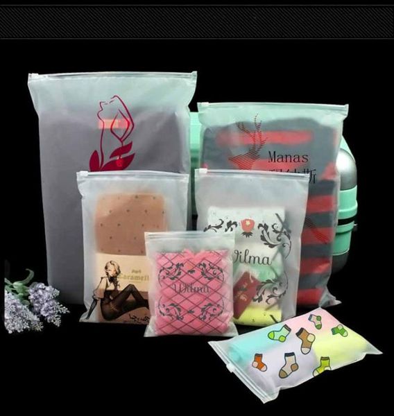 

10pcs 40*50cm clear abrasive zipper opp bags inner garment packaging bags pe self-sealing plastic bag socks garment zipper, Pink;blue