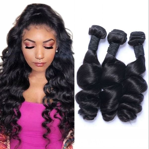 

indian loose wave 3 bundle non remy human hair extensions natural black human hair weave bundles