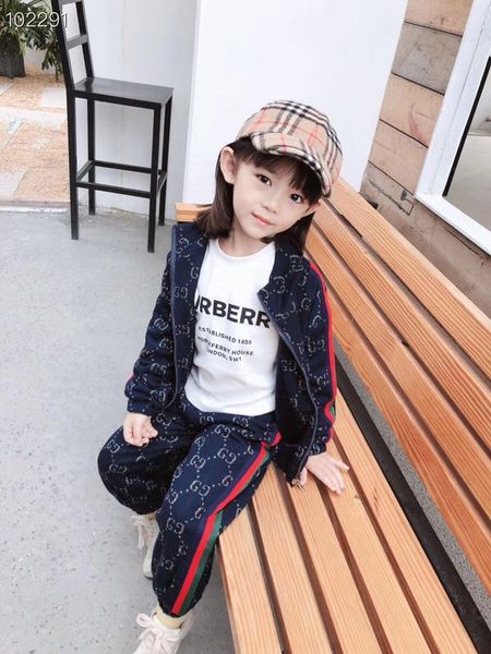 

Kid fa hion 2pc et boy girl printed jacket pant autumn children ca ual port outfit retail clothe, White