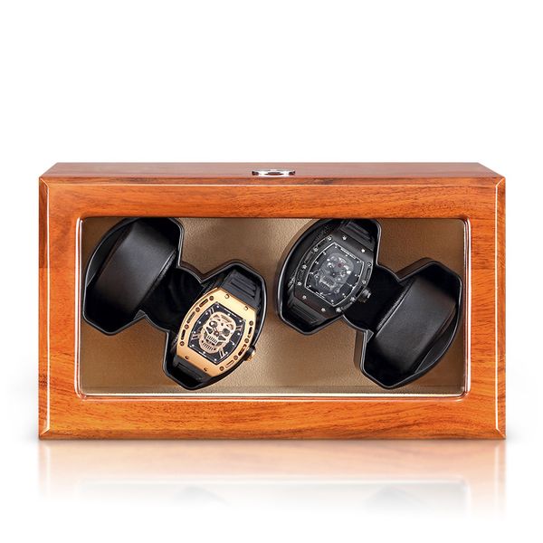 

деревянные механические часы моталка мотор шейкер двойной часы обмотки коробка держатель дисплей организатор хранения ювелирных изделий, Black;blue