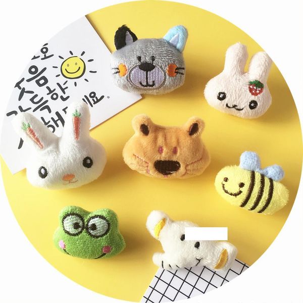 

korean handmade plush cloth cute cartoon animal cat brooch pin mini badge sweater jewelry rabbit bear frog elephant brooch, Gray