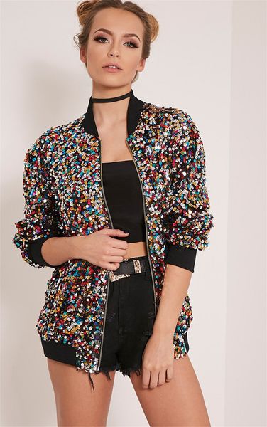 

womens designer sequins jacket fashion casual autumn spring loose pilot jacket womens clothing, Black;brown
