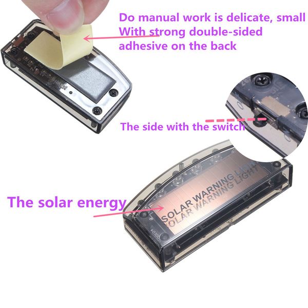 

car auto led solar power light flash lamp durable alarm warning sensor safe security bx