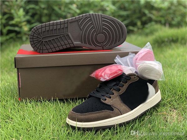 

2019 релиз аутентичный трэвис скотт x 1s low og sp ts dark mocha 1 cactus jack black 3m red sail cq4277-001 мужская баскетбольная обувь крос