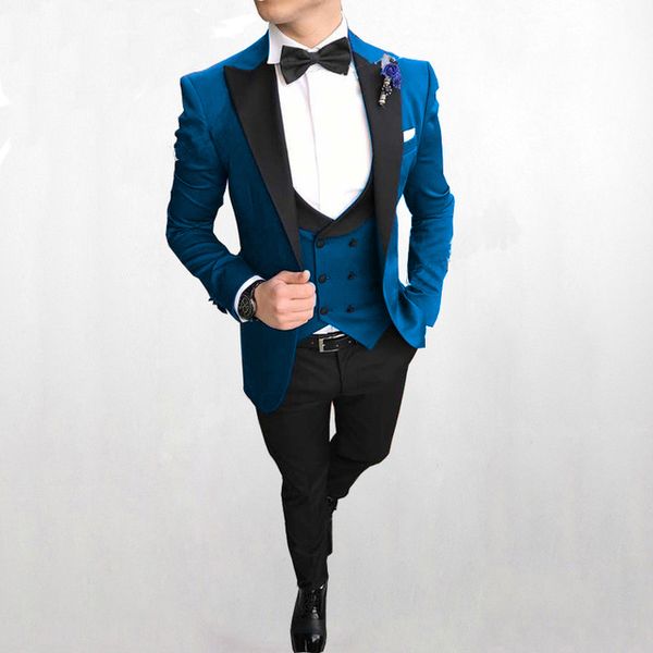 

peak lapel tuxedos groom wedding men suits mens wedding suits tuxedo costumes de smoking pour hommes men(jacket+pants+tie+vest) 129, Black;gray