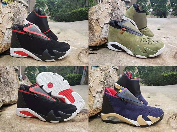 

with box new 2019 mens 14s basketball shoes xiv purple green for men brand designer sports shoes 40-47