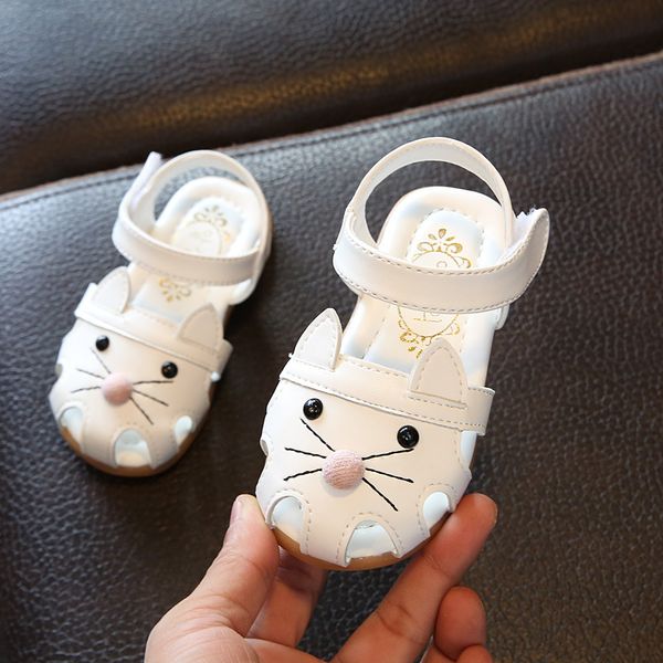 

2019 новая кожа pu детские летние сандалии для девочек 1-2-3 лет мягкие единственные дети малыши смазливая мультфильм обувь cat, Black;red