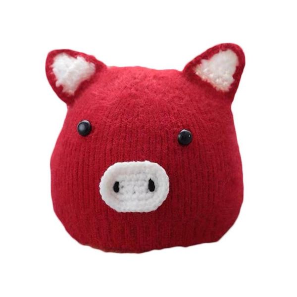 

2020 new cute pig winter baby girls boys woolen yarn knitted cap ear warmer beanie hat, Yellow