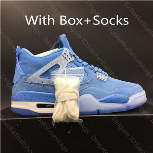 

official j4 4s basketball shoes iii new north blue men sports shoes sneaker for men with box and socks