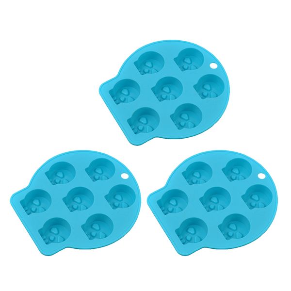 

3x silicone cake mould skull fondant jelly pudding chocolate mold icing tray