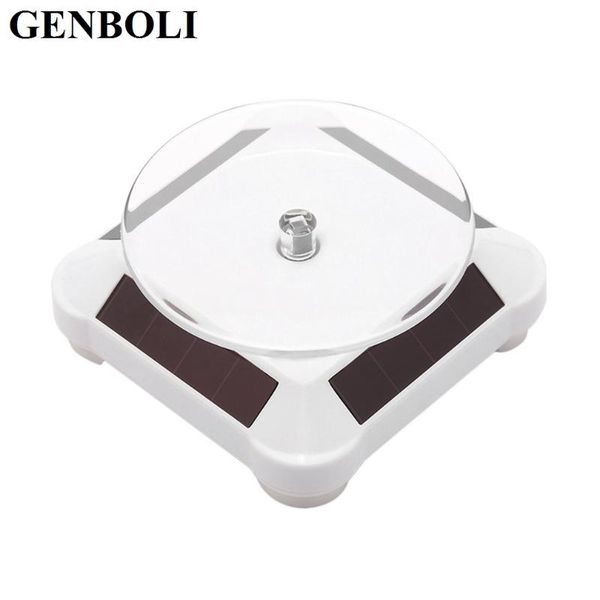 

stand holder solar power battery 360 degree turntable rotating display stand watch ring necklaces jewelry drop shipping, Pink;blue