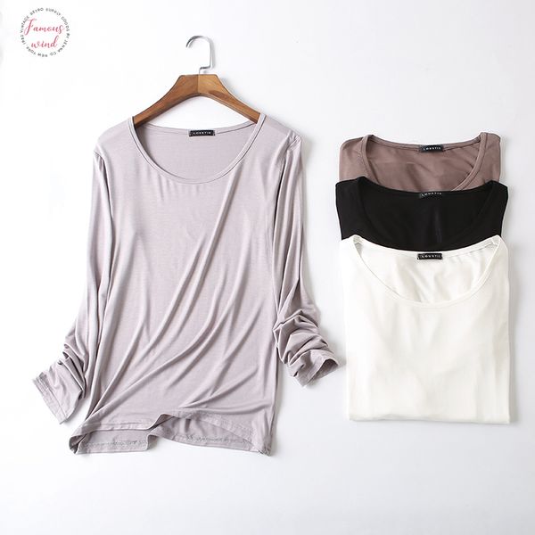 

basic t shirt women long sleeve womens spring autumn tee women korean style t shirt cotton new plus size tshirt, White