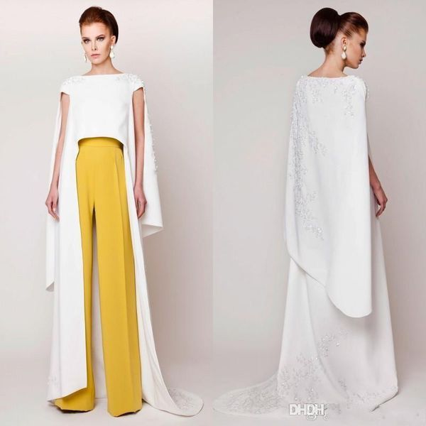 

specail design vestidos 2020 new couture evening dresses pants suits floor length fashion formal evening gowns vestidos de novia bwlf10, Black;red