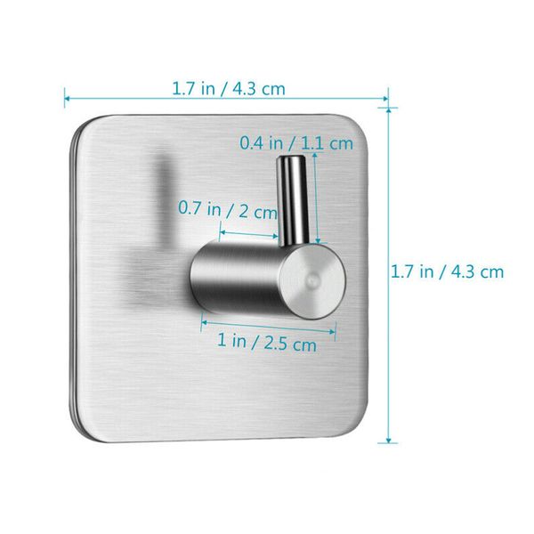 

4pcs adhesive wall hooks heavy duty command hooks with stainless steel stick bathroom kitchen office nds66