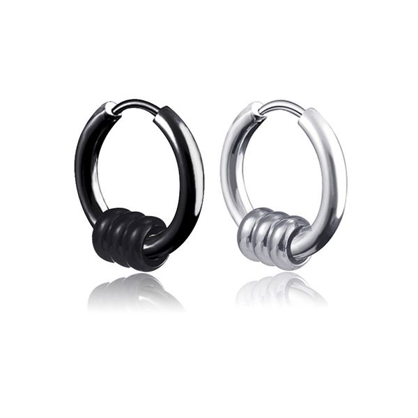 

european and american fashion simple 3 circle earrings hip-hop style stainless steel earrings 9-a00102, Silver