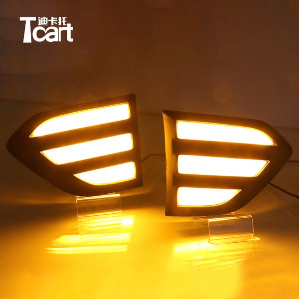 

tcart led drl side marker light fender lamp for ranger 2015- 2019 daylight with dynamic turn signal fender side marker