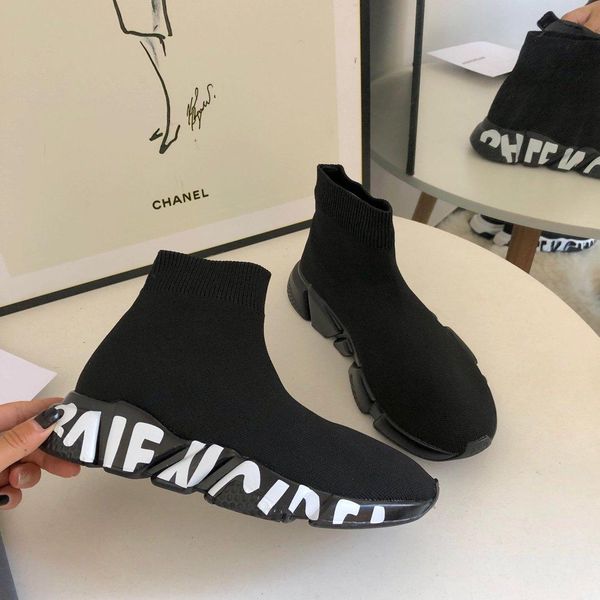 

sock shoes men and women high 2019 autumn fashion men's shoes new elastic trend sports casual shoes tide men martin boots 67888, Black