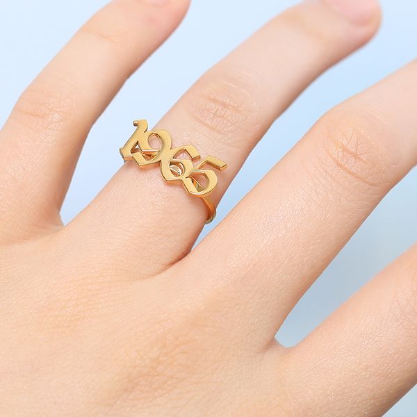 

old english year rings for women stainless steel gold personalized ring year from 1985 to 1999 ring bijoux jewelry accessories, Slivery;golden