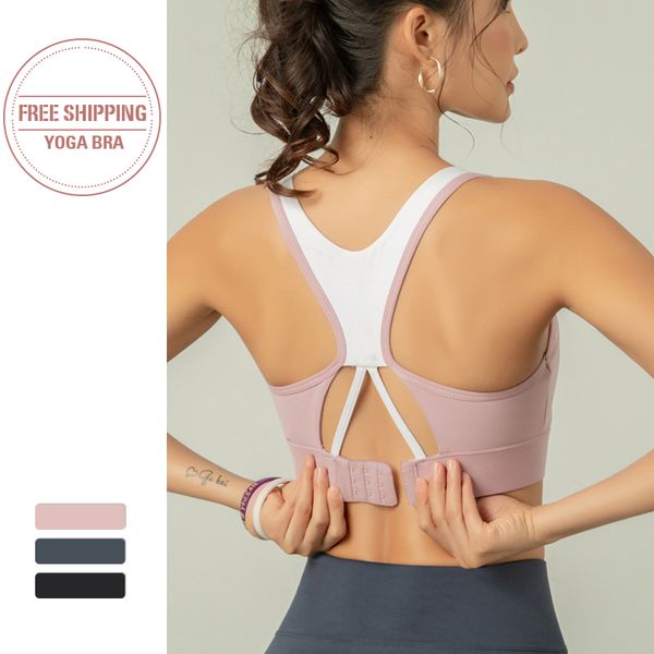 

women sports bras yoga fitness stretch workout tank female girls seamless padded racerback sports bra, White;black