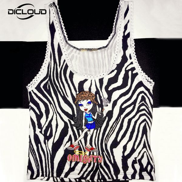 

harajuku omighty zebra bratitude tank top женщины punk девушки письмо вышивка лето топы тис streetwear хип-хоп cami top vest, White