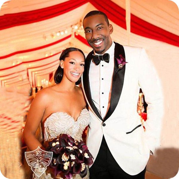 

white groom tuxedo suits for men wedding groomsmen attire satin shawl lapel man blazer costume homme 2piece herrenanzÃ¼ge evening party, Black;gray